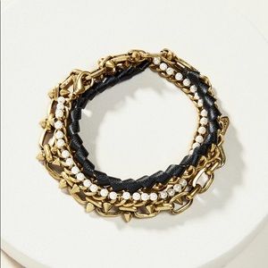 Pearl/gold/leather wrap bracelet